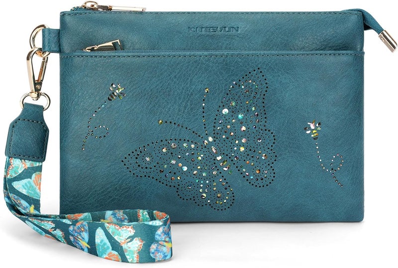 KITEVIUN Wristlet Wallets Clutch Purses for Women, Slim RFID Blocking Cell Phone Wallet Purse with Credit Card Holder - Image 1